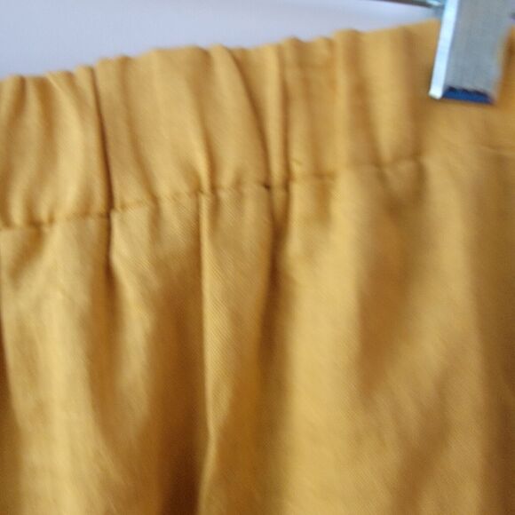 Ic by connie womens pants size L mustard side stripe Linen pockets elastic back - Picture 7 of 9